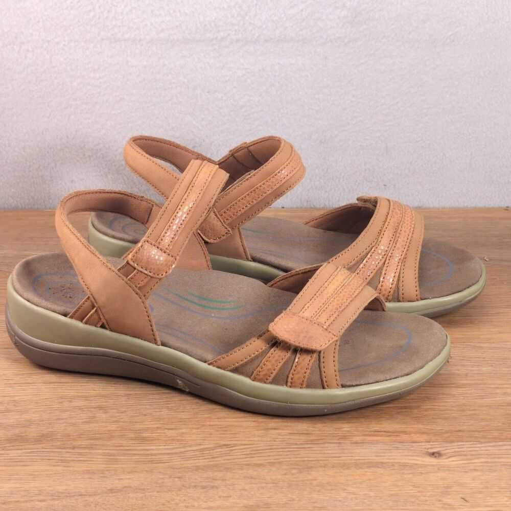 Orthofeet Paloma Women's 8.5 Wide Sandals Camel Brown Leather Adjustable Ortho